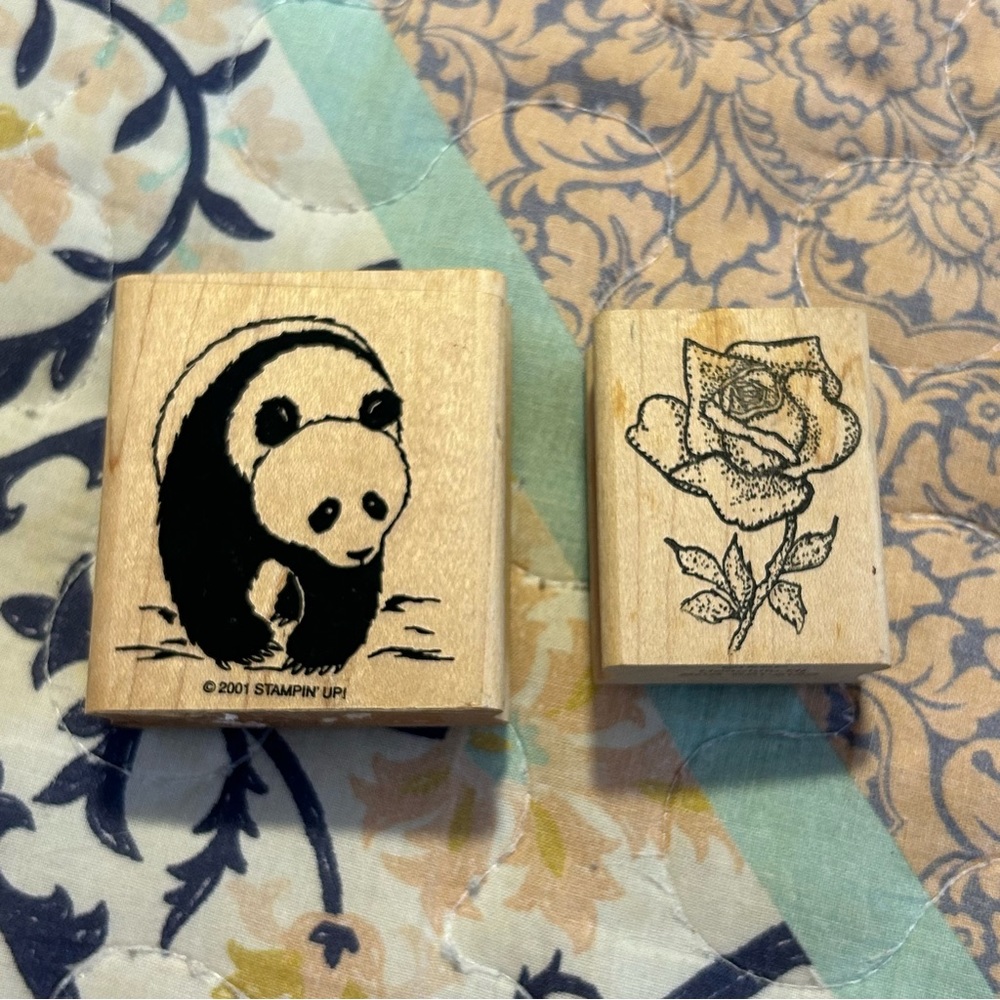 Stampin’ U 2001 Panda Bear Rose RSP Hawaii Rubber Stamp‎
